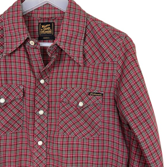 Civilianaire Snap Front Western Plaid Shirt Size Small - Picture 2 of 11
